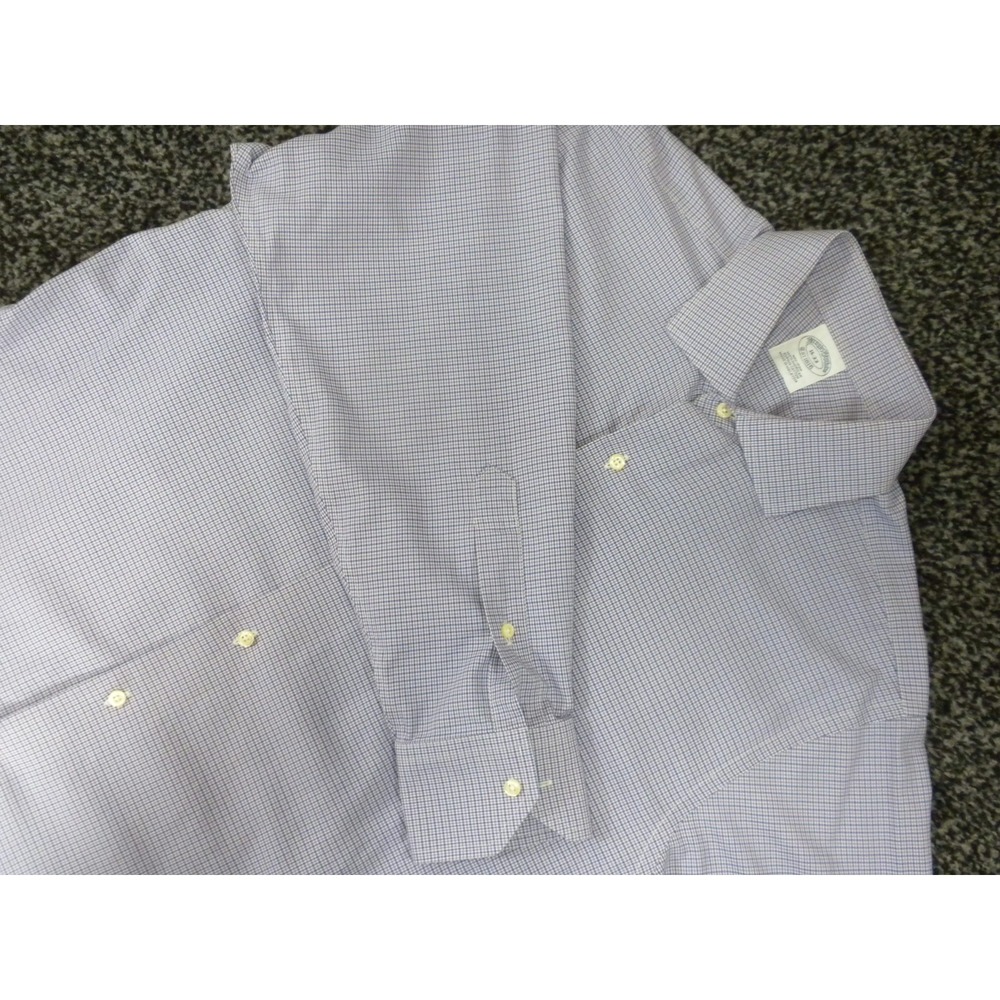 Brooks Brothers Dress Shirt Mens 16-33 XL Purple Button Front Non‎ Iron Supima
